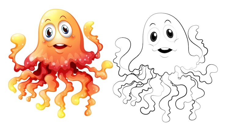 Vetor grátis esboço de animal doodle para água-viva