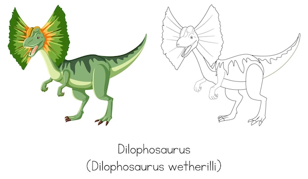 Vetor grátis esboço de dinossauro de dilophosaurus