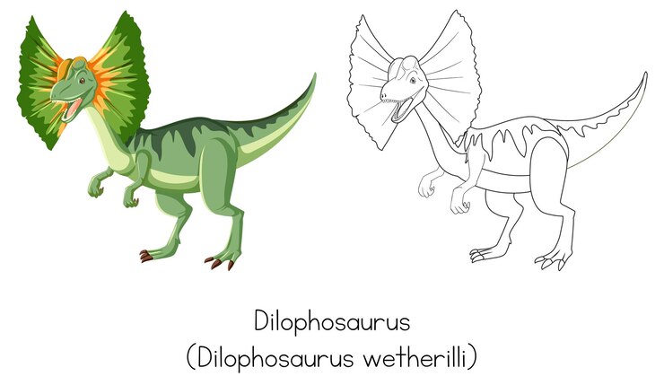 Vetor grátis esboço de dinossauro de dilophosaurus