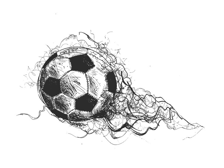 Vetor grátis esboço de futebol com ilustração vetorial de design de onda esfumaçada