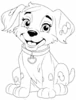 Vetor grátis esboço de página para colorir de cachorro fofo