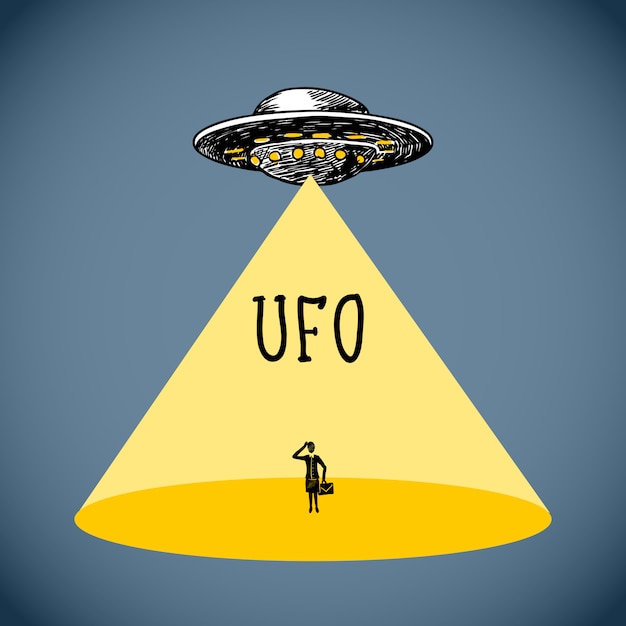 Vetor grátis esboço de pôster de ufo