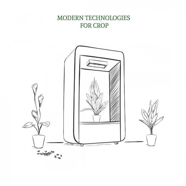 Vetor grátis esboço do conceito de tecnologia botânica moderna