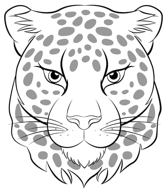 Esboço dos desenhos animados de uma cabeça de tigre