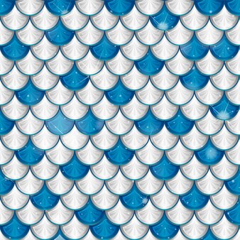 Escalas de sereia azul e prata com padrão uniforme
