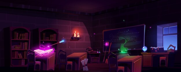 Escola de magia à noite