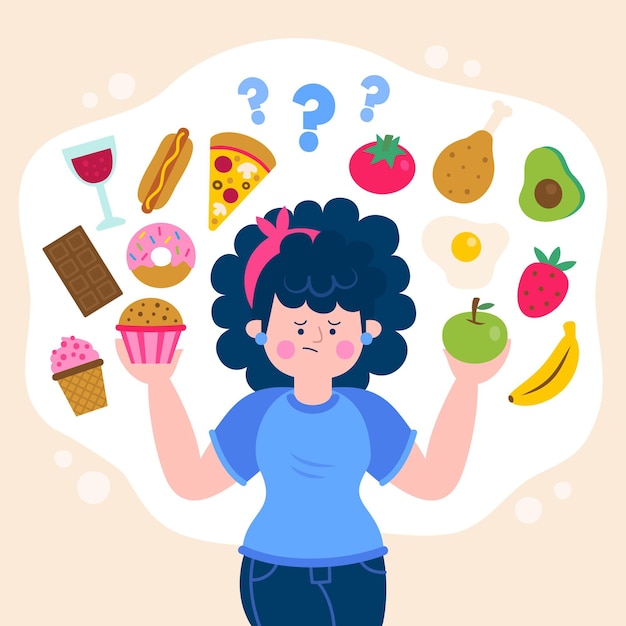Escolhendo entre alimentos saudáveis ou não saudáveis