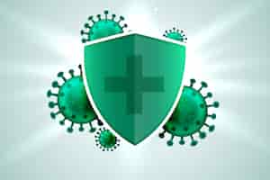 Vetor grátis escudo médico protegendo da infecção pelo vírus corona