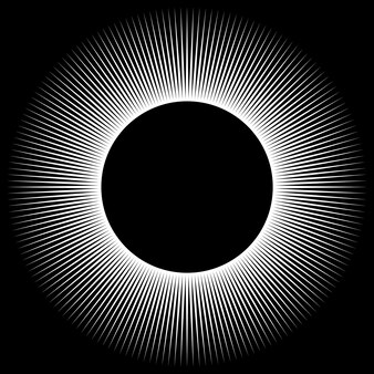 Esfera branca de raios em um fundo preto