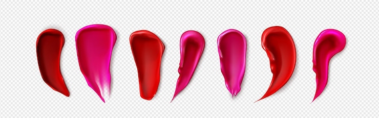 Vetor grátis esfregar a textura do batom com brilho vermelho e rosa