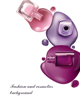 Esmalte para unhas fundo de beleza e cosméticos uso para folheto de banner de panfleto de publicidadevetor Vetor Premium