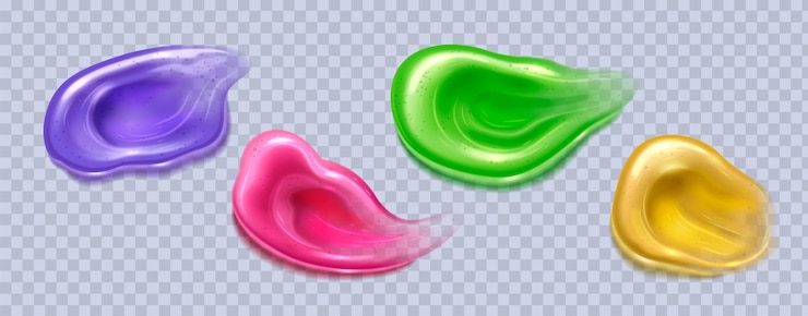 Vetor grátis esmaltes e gotas de pasta de dentes ou gel