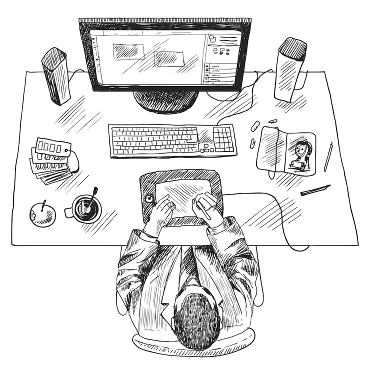 Vetor grátis espaço de trabalho designer gráfico