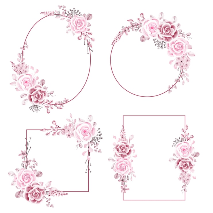 Vetor grátis espaço em branco de luxo vintage em aquarela com moldura de flor rosa