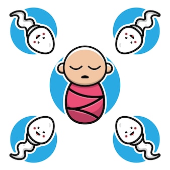 Espermatozóide fofo com desenho vetorial de bebê