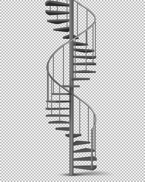 Espiral de metal, vetor realista de escada helicoidal