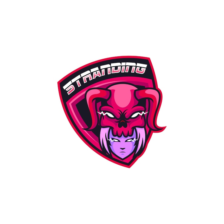 Vetor grátis esport de crânio de menina e demônio ou logotipo de mascote