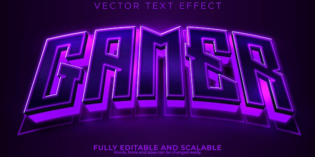 Vetor grátis esport editável de efeito de texto de jogador e estilo de texto neon