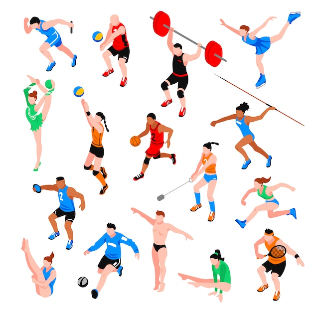 Vetor grátis esporte isometric set