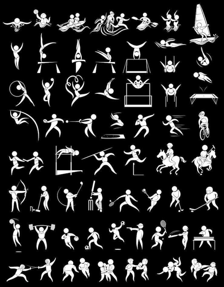 Vetor grátis esportes, ícones, muitos, esportes, ilustração