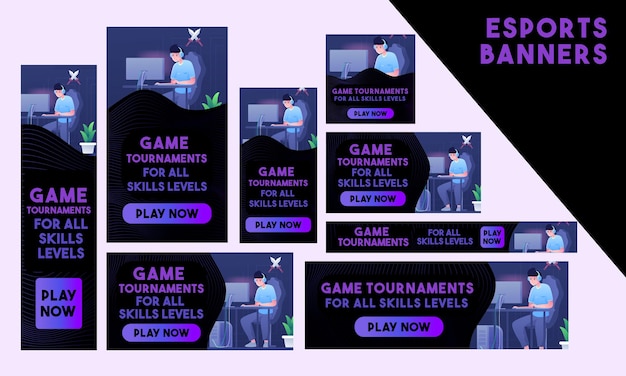 Esports game torneios competição web banners gamer anúncios do google publique histórias para instagram
