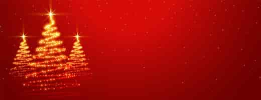 Vetor grátis espumante árvore estrela de natal em fundo vermelho