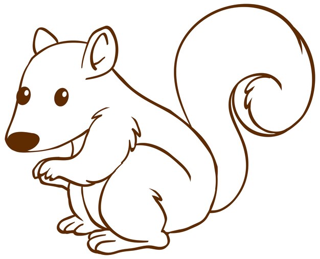 Esquilo em estilo simples doodle no fundo branco