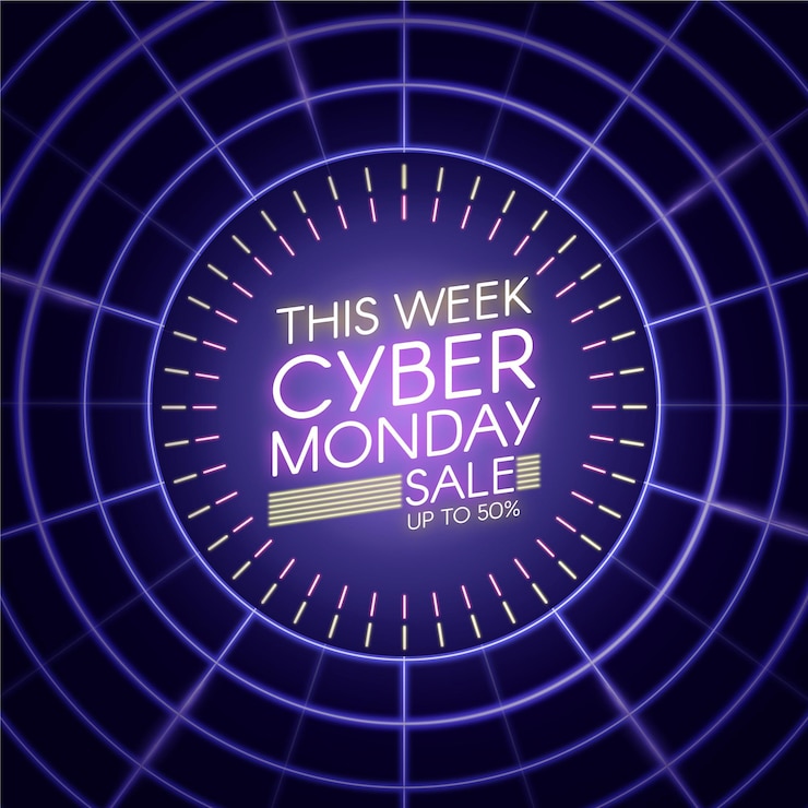 Vetor grátis esta semana luzes neon cyber segunda-feira