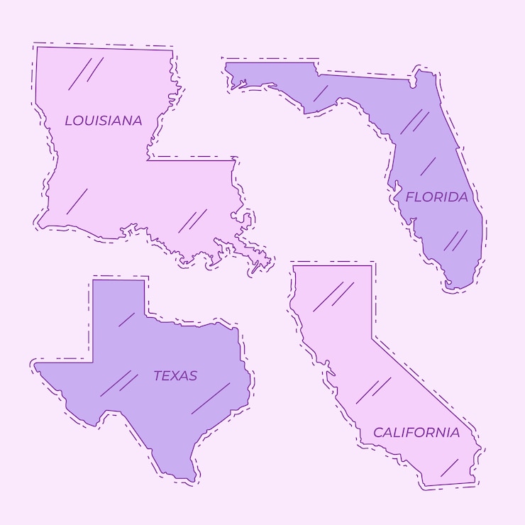 Vetor grátis estados unidos mapas de contorno