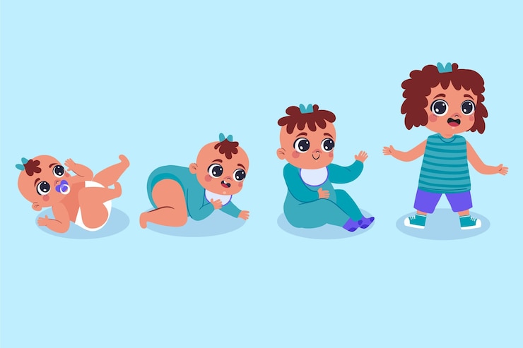 Vetor grátis estágios desenhados à mão de uma coleção de bebê