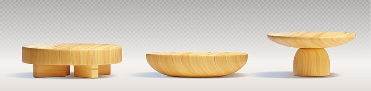 Vetor grátis estande de produto 3d de pódio de madeira com textura de madeira