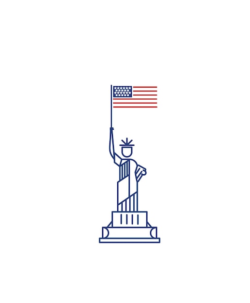 Vetor grátis estátua da liberdade 4 de julho dia da independência americana