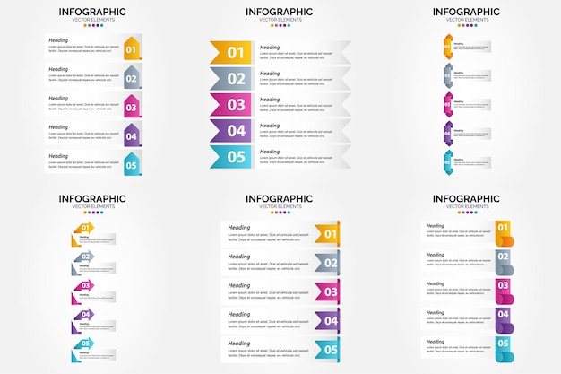 Vetor grátis este conjunto de infográficos vetoriais é ideal para anunciar sua empresa em brochuras, folhetos e revistas