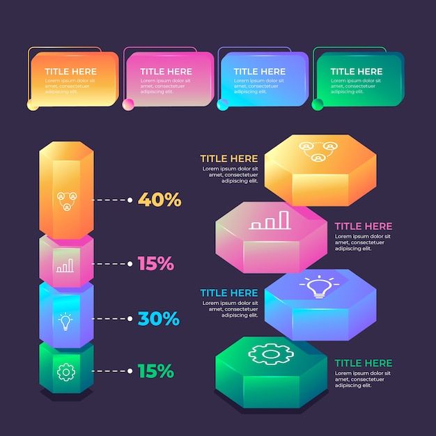 Estilo 3d brilhante infográficos