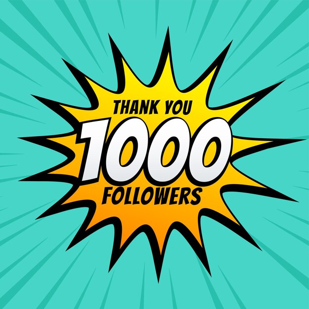 estilo cômico 1k ou 1000 assinantes de mídia social fundo para marketing de canal da web