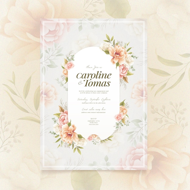 Estilo de convite de noivado floral