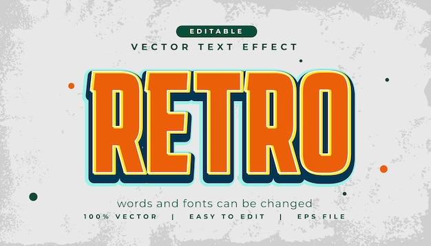 Vetor grátis estilo de efeito de texto design de letras retro editáveis