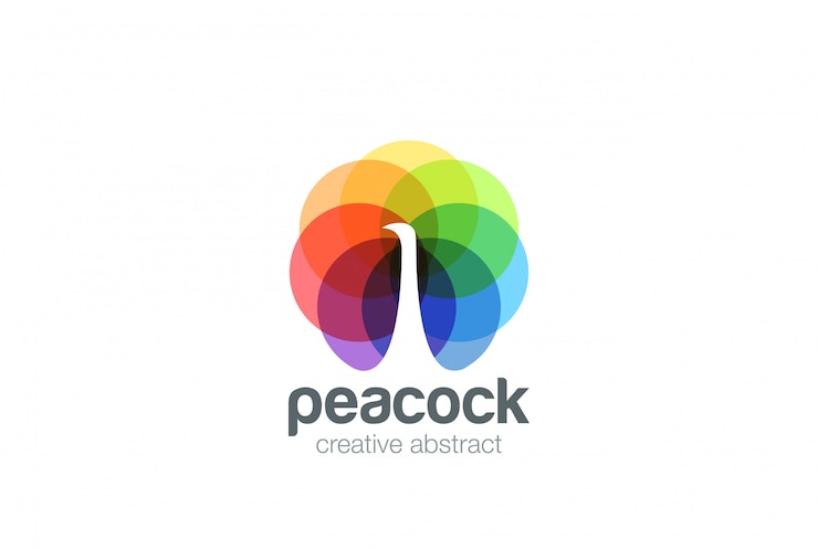 Vetor grátis estilo de espaço negativo de logotipo de pavão.