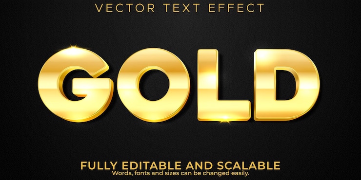 Vetor grátis estilo de fonte de luxo rico editável de efeito de texto brilhante dourado
