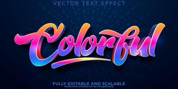 Estilo de fonte de tipografia de letras modernas editáveis de efeito de texto colorido arco-íris