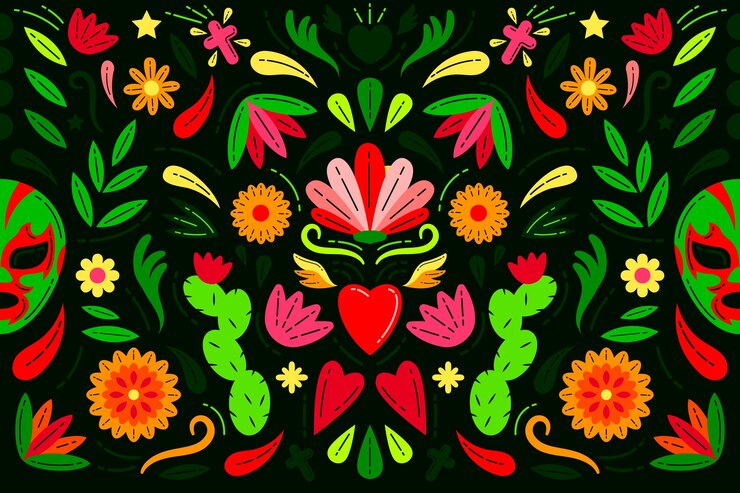 Vetor grátis estilo de fundo mexicano colorido
