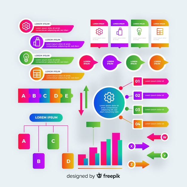 Vetor grátis estilo de gradiente de coleção de elementos infográfico