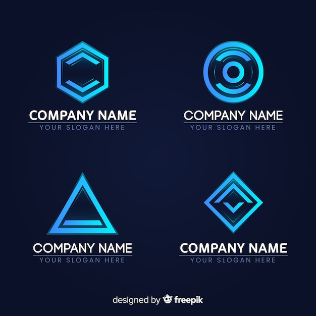 Estilo de gradiente de coleção de logotipo de tecnologia