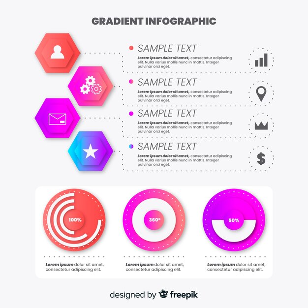 Estilo de gradiente de modelo infográfico plana