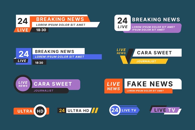 Vetor grátis estilo de modelo de banners de notícias de última hora