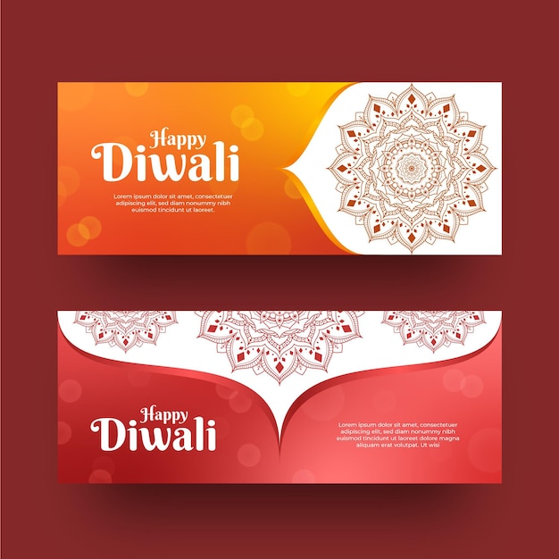 Vetor grátis estilo de modelo de banners horizontais diwali