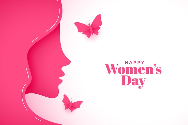 Vetor grátis estilo de papel feliz dia da mulher saudação fundo