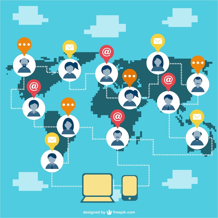 Vetor grátis estilo de pixel rede social ilustração