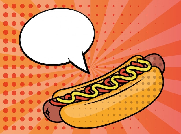 Estilo de pop art de cachorro-quente fast-food