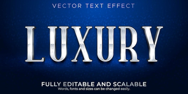 Vetor grátis estilo de texto prata luxuoso com efeito de texto editável